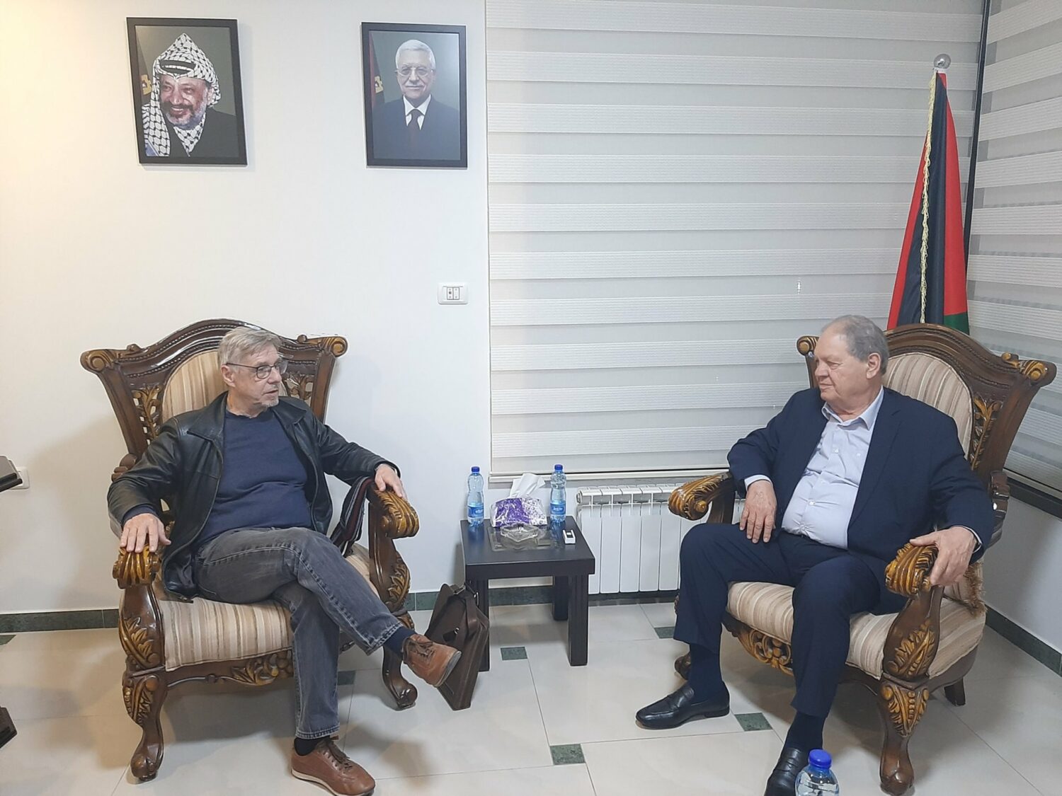 Bild: EL-Präsident Walter Baier (l.) im Gespräch mit PLO-Politiker Rawhi Fatouh